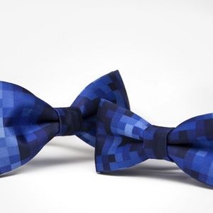 Satin Bow Tie new set Father/Son Navy Pixel